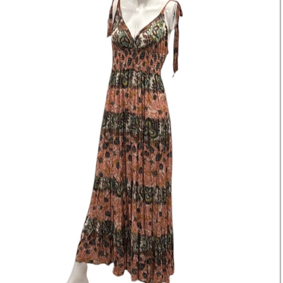Free People Let’s Smock About It Boho Tiered Mixed Print Maxi Dress Size Small - Picture 7 of 14